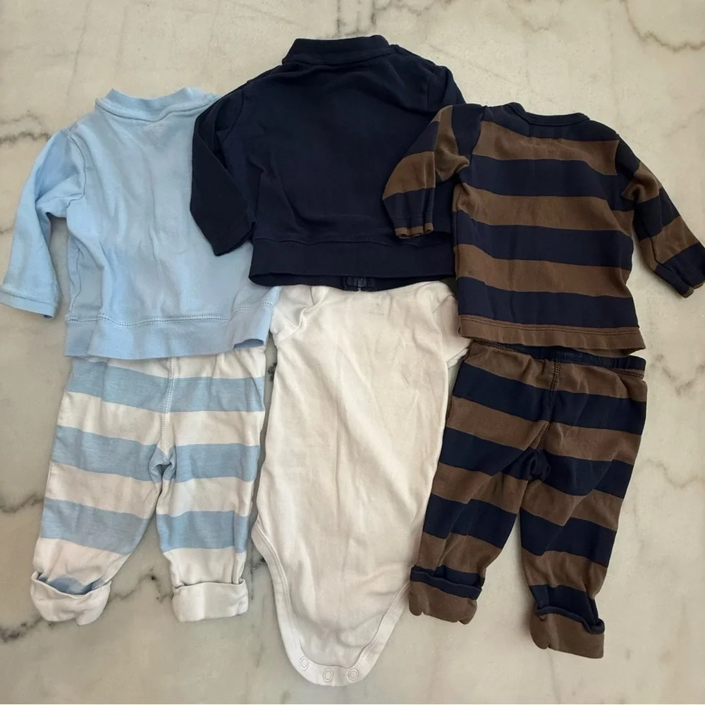 Carter's Blue and Brown Striped Bodysuit Set